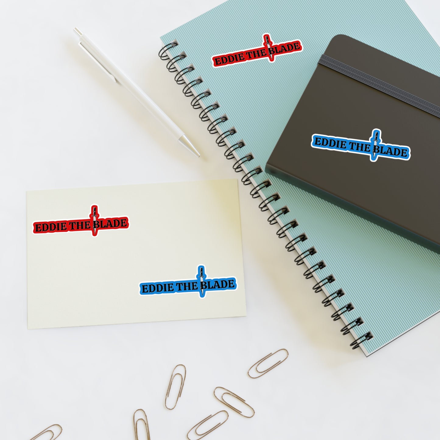 Eddie the blade Red/blue logo Stickers
