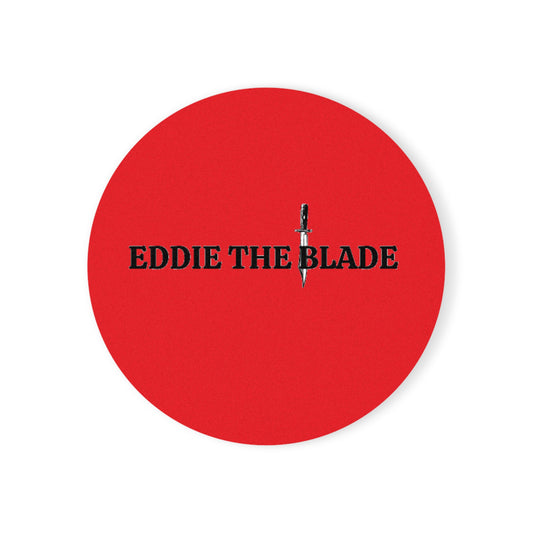 Eddie the blade round drinking coaster (red)