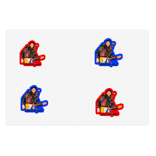 eddie the blade photo w/logo Stickers red/blue