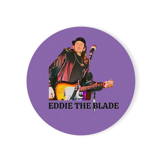 Eddie the blade round drinking Coaster (purple)
