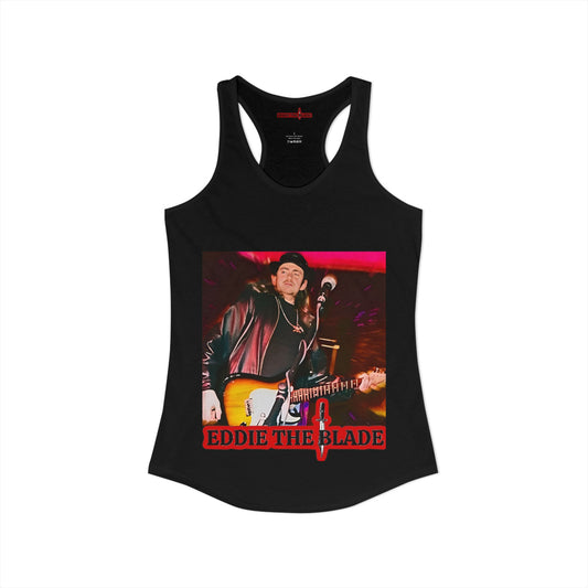 Eddie the blade Black ladys Tank top w/photo/red/logo