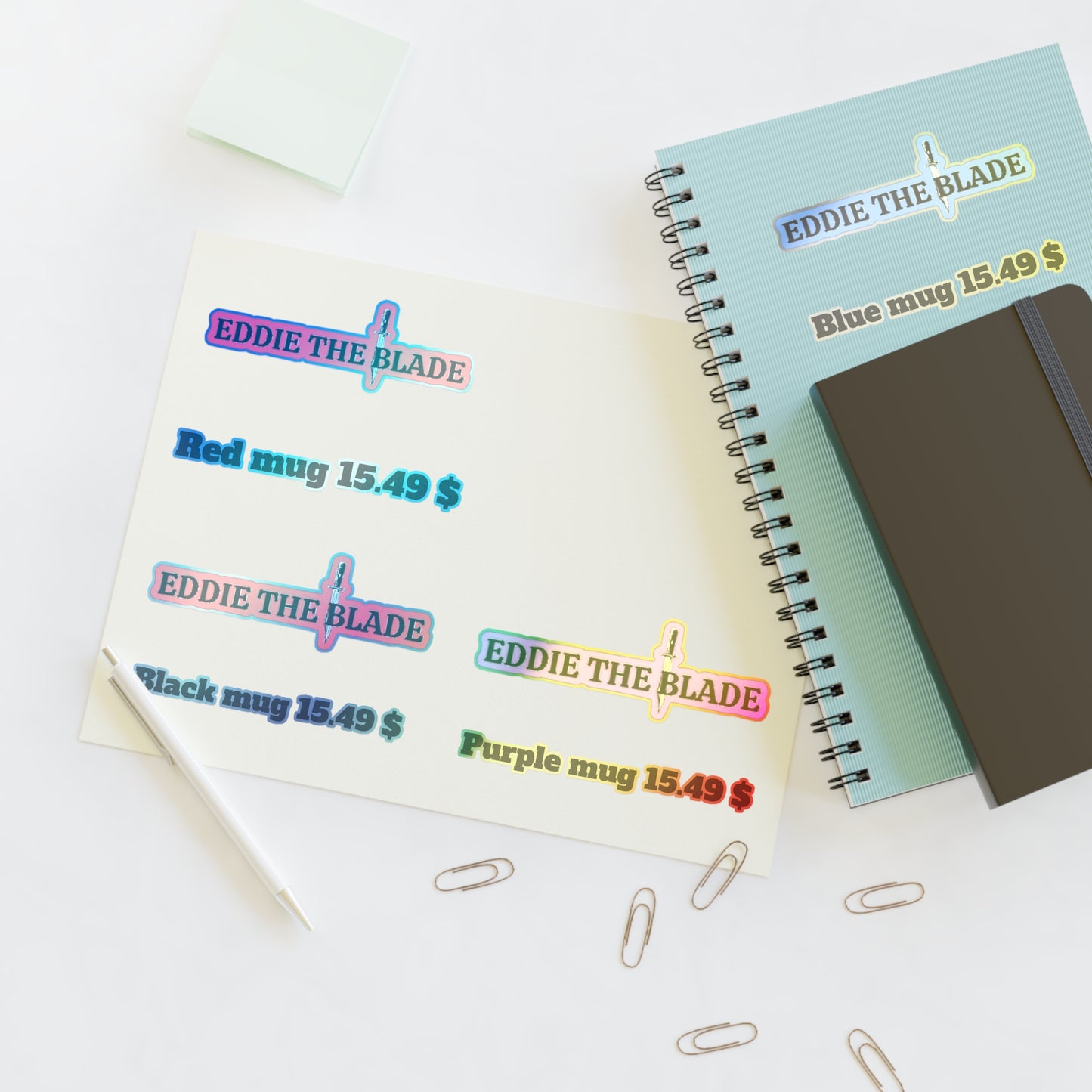 Eddie the blade black mug pricing labels