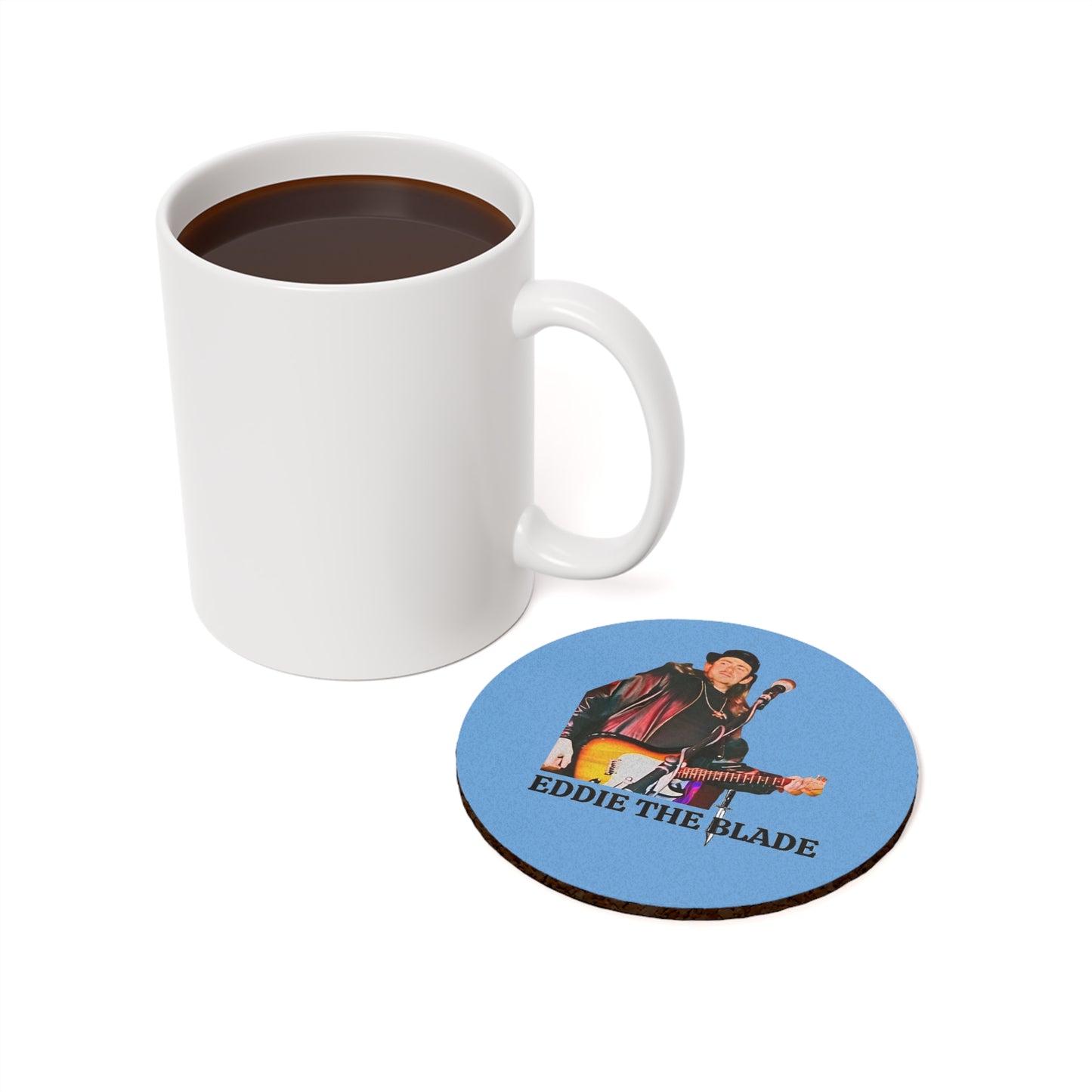 Eddie the blade round drinking coaster (blue)