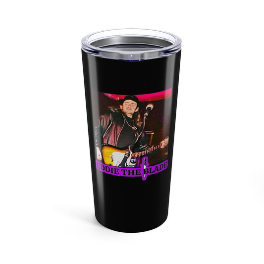 Eddie the blade black tumbler w/photo/purple logo