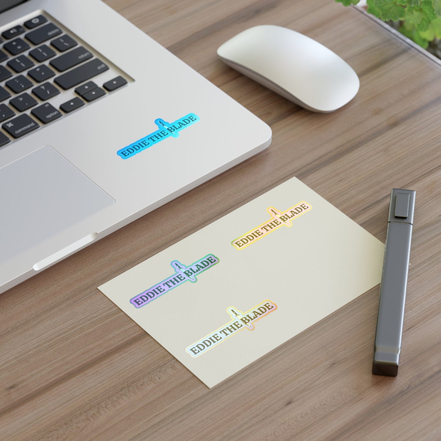 Eddie the blade logo Stickers purple/blue