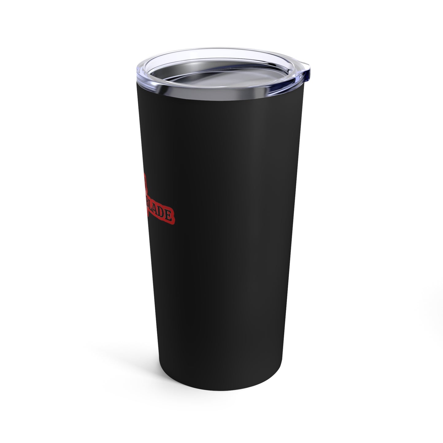 Eddie the blade black tumbler w/red logo