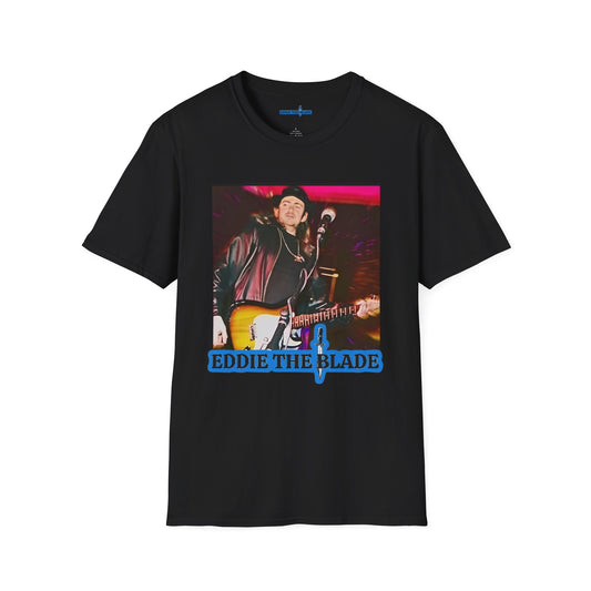 Eddie the blade ladys T-Shirt (black w/photo/blue logo