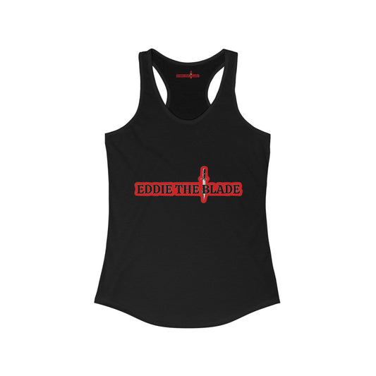 Eddie the blade black ladys Tank top w/red logo
