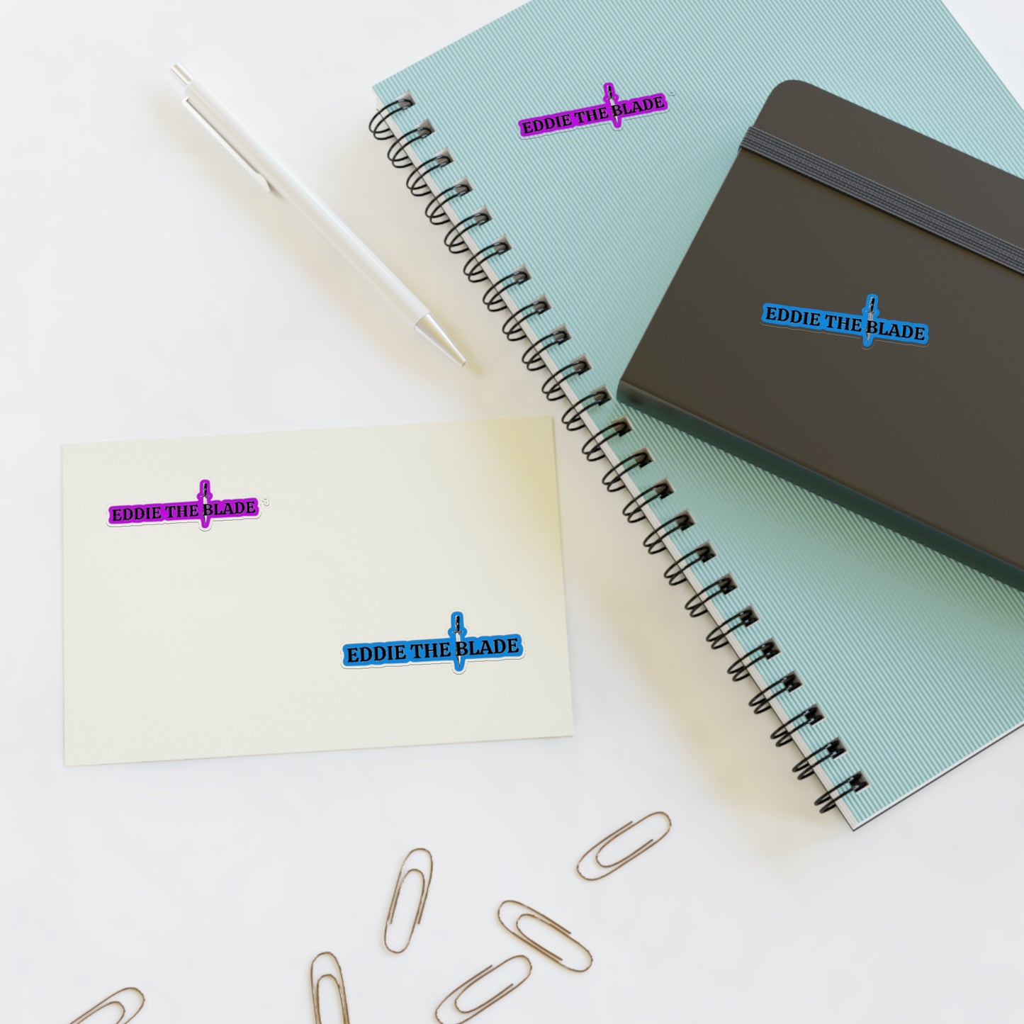 Eddie the blade logo Stickers purple/blue