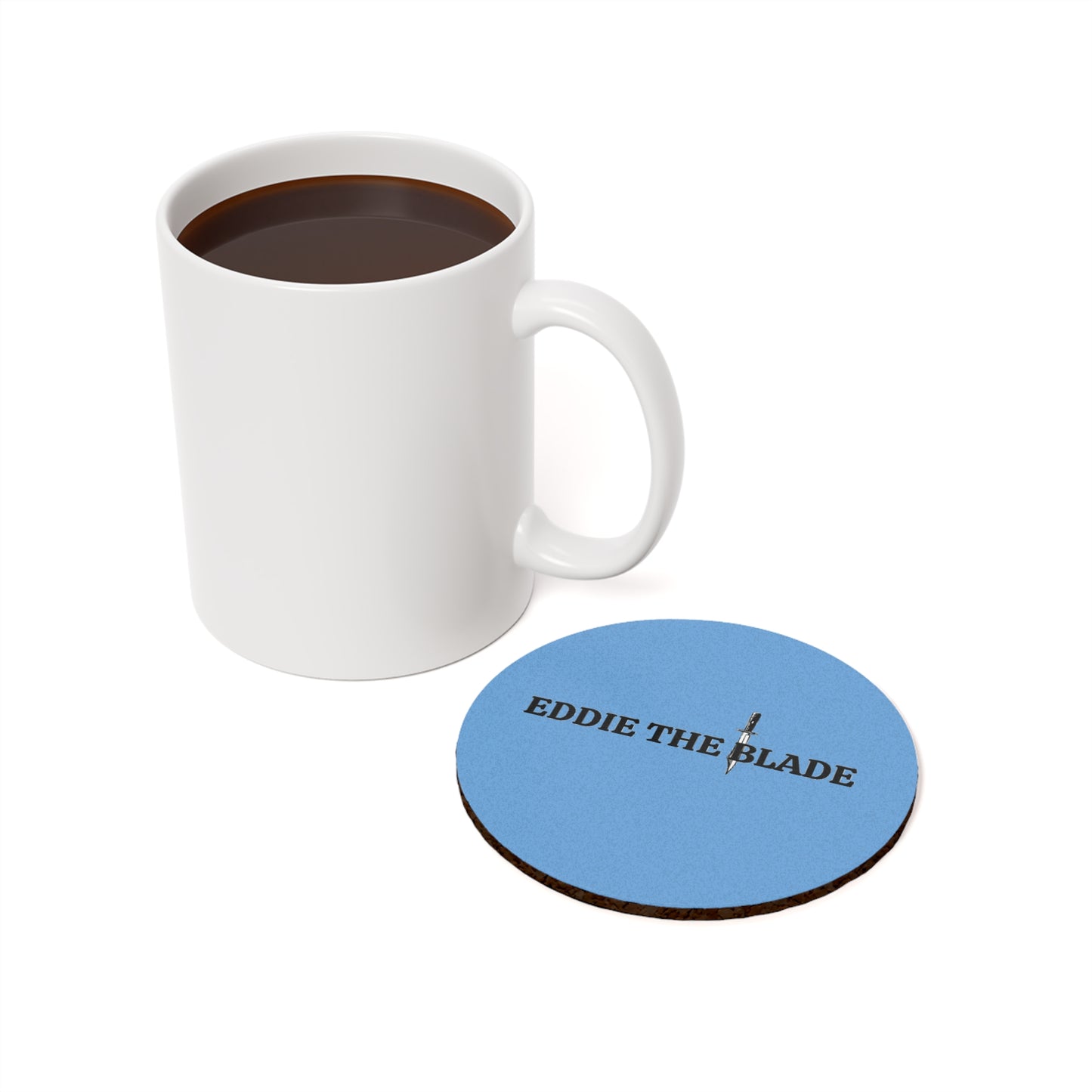 Eddie the blade round drinking Coaster (blue)