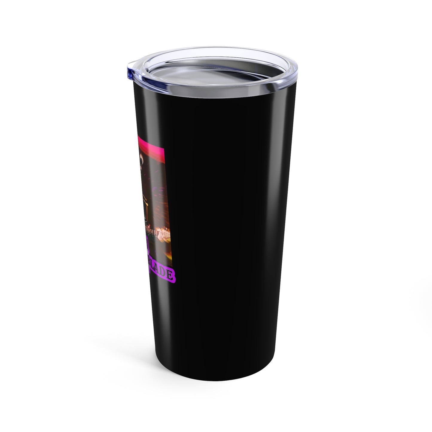 Eddie the blade black tumbler w/photo/purple logo