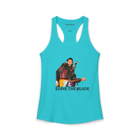 Eddie the blade Blue ladys Tank top w/photo/logo