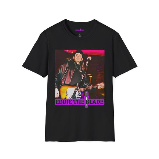 Eddie the blade ladys T-Shirt (black w/photo/purple logo