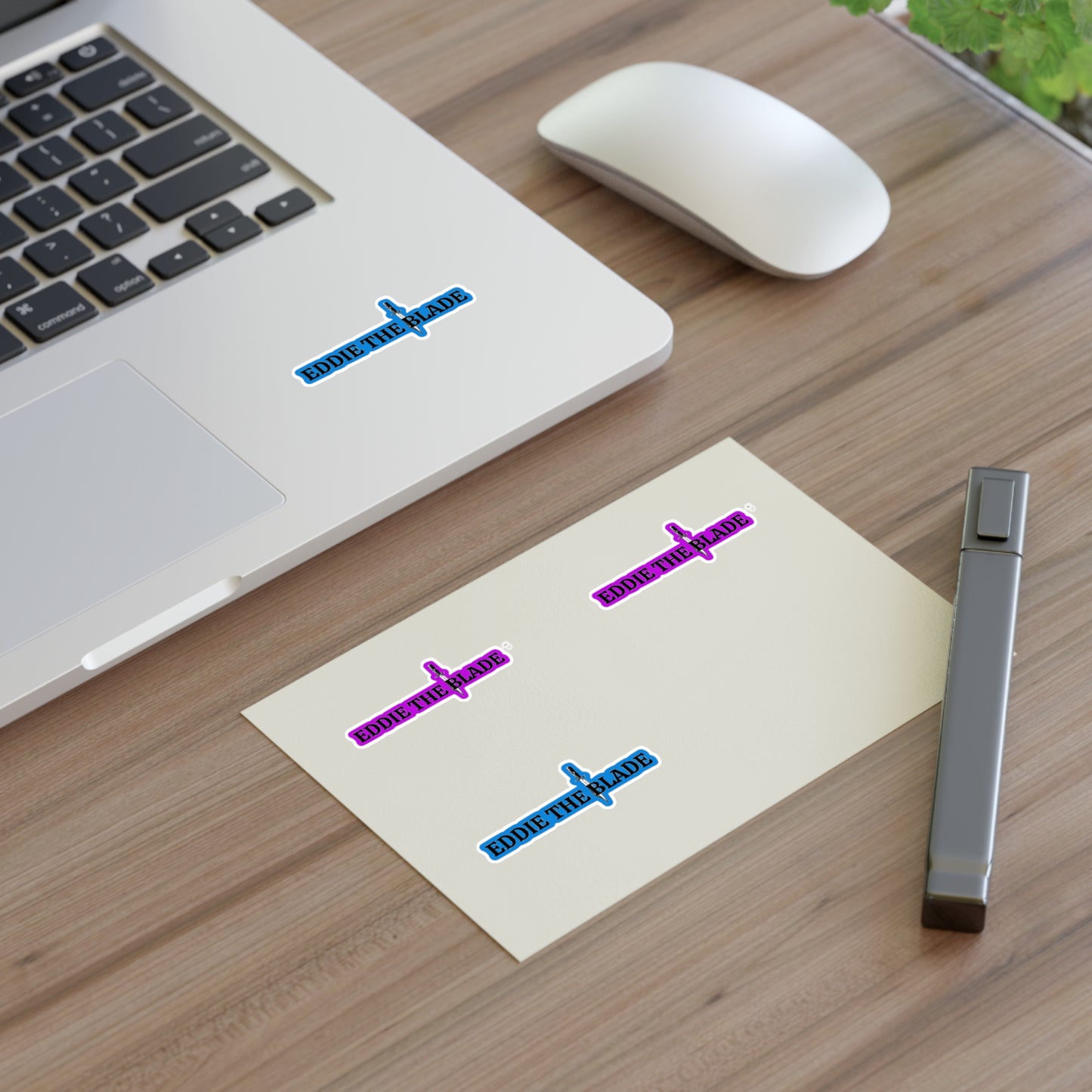 Eddie the blade logo Stickers purple/blue