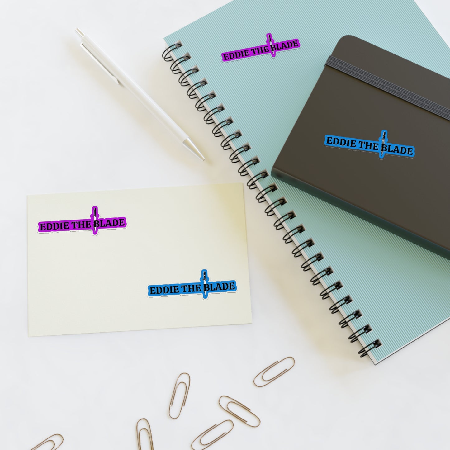 Eddie the blade logo Stickers purple/blue