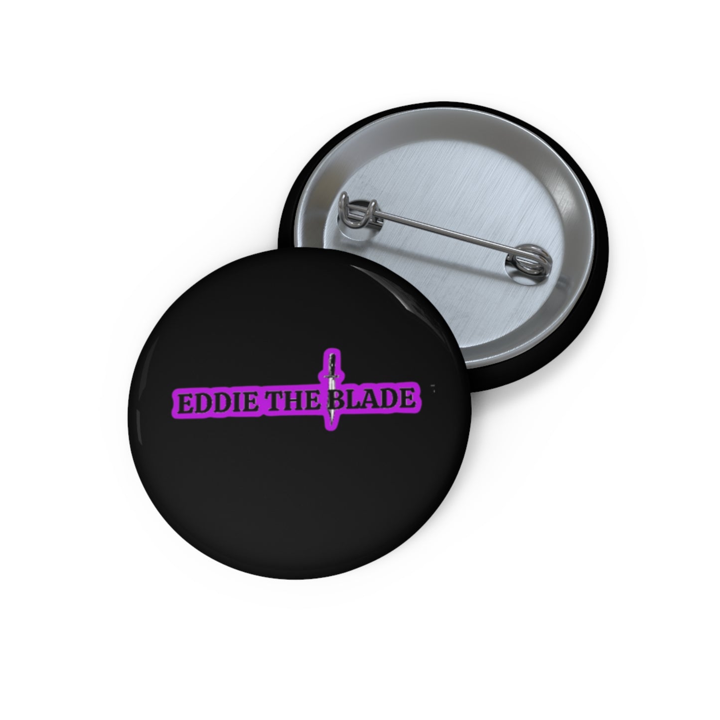 Eddie the blade black Pin/button w/purple logo