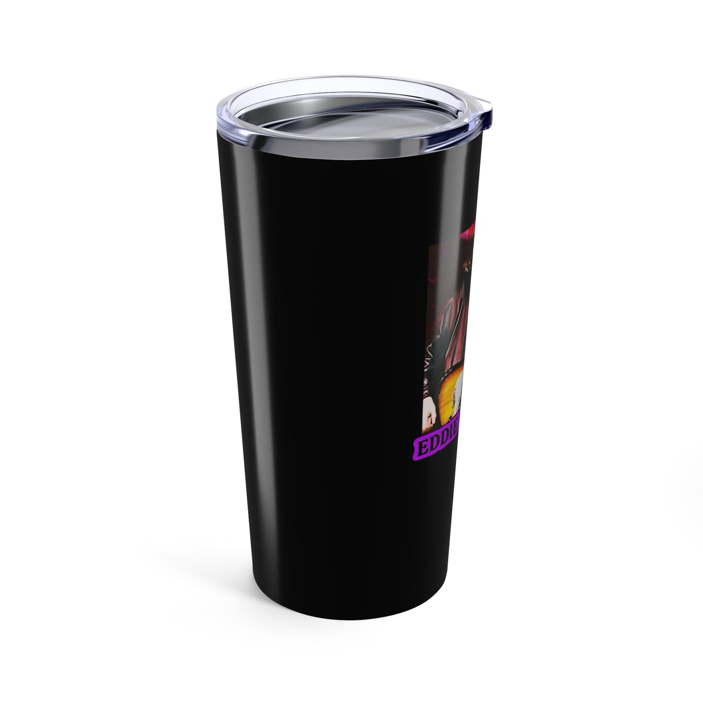 Eddie the blade black tumbler w/photo/purple logo