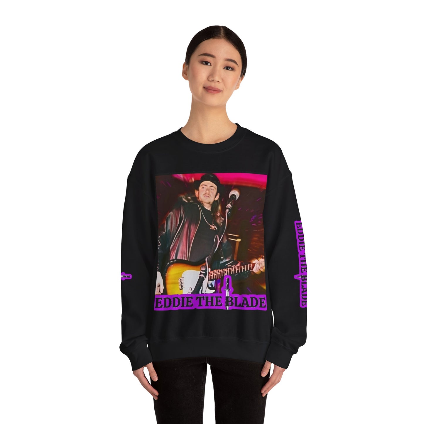 Eddie the blade black Sweatshirt w/photo/purple logo