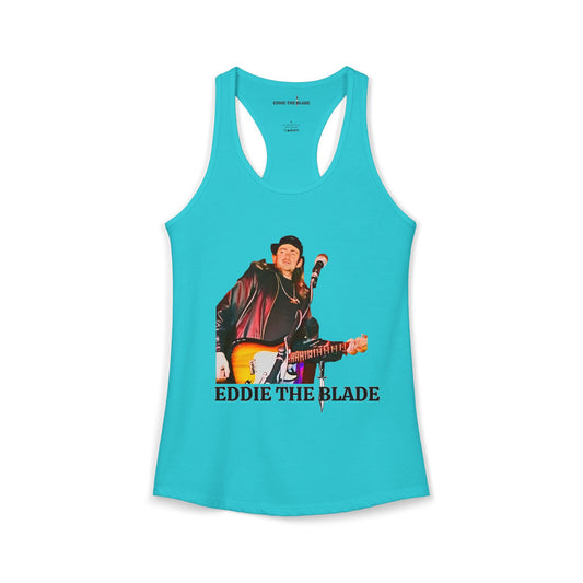 Eddie the blade Blue ladys Tank top w/photo/logo