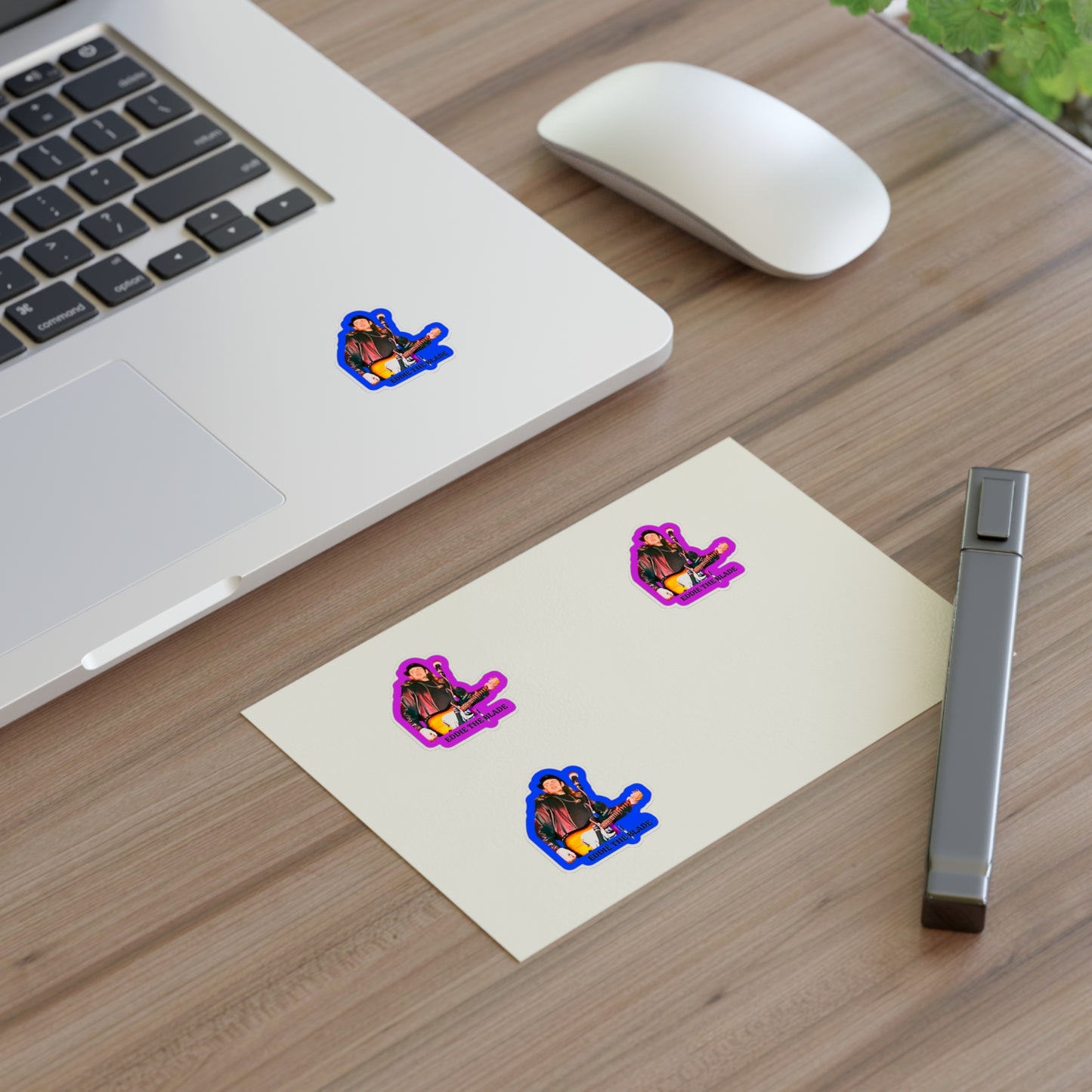 Eddie the blade Stickers w/photo logo purple/blue