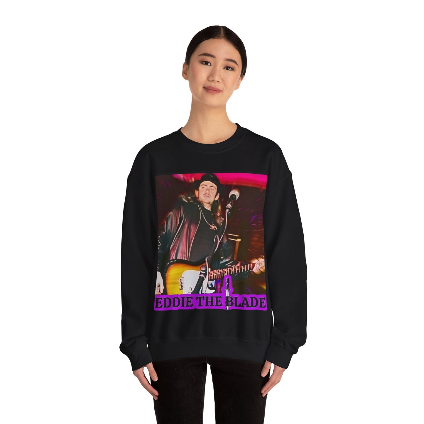 Eddie the blade black Sweatshirt w/photo/purple logo