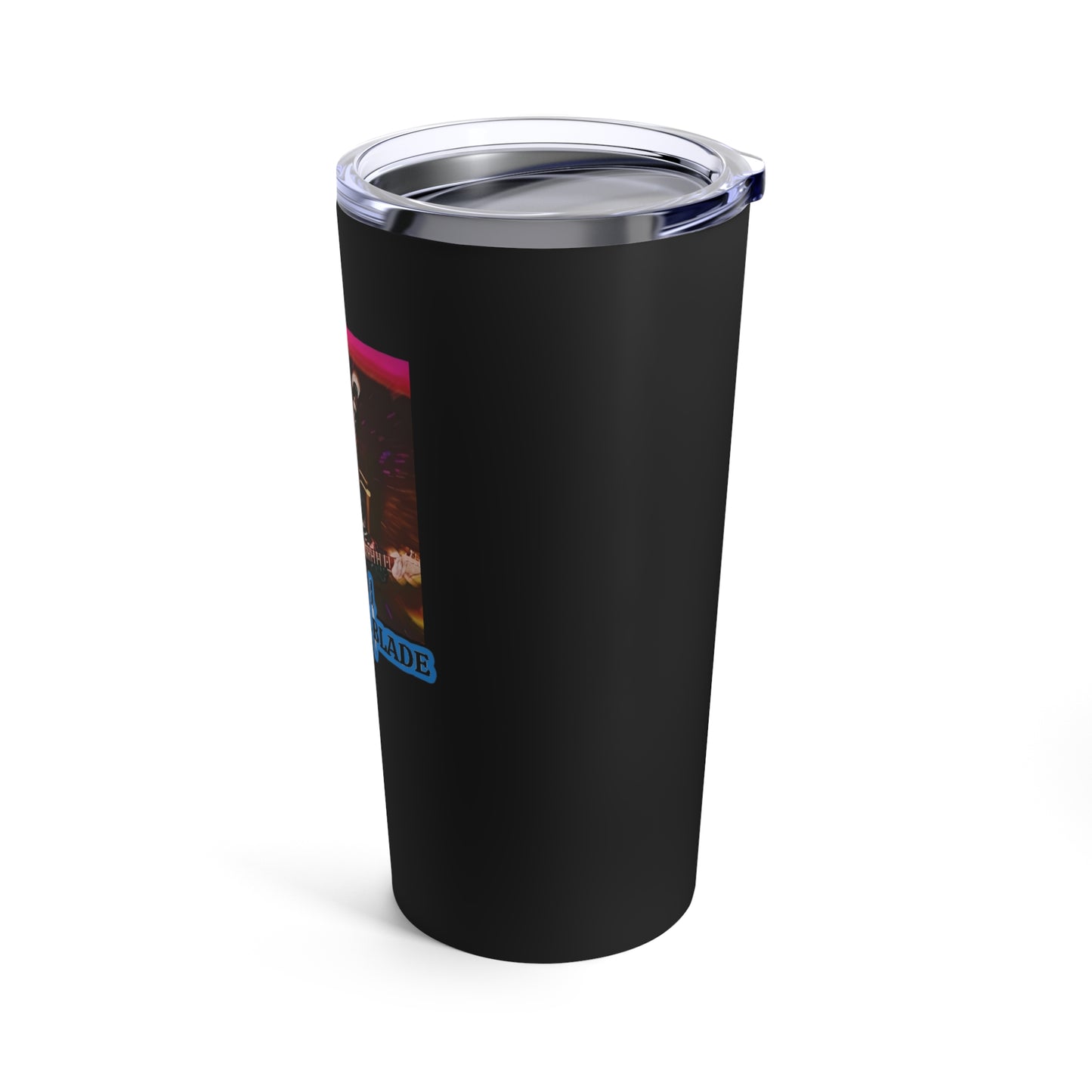 Eddie the blade black tumbler w/photo/blue logo