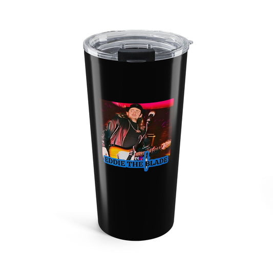 Eddie the blade black tumbler w/photo/blue logo