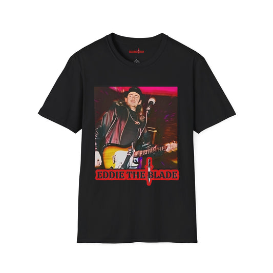 Eddie the blade lady's T-Shirt (black w/photo/red logo)