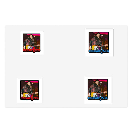 Eddie the blade black Sticker Sheets w/photo/blue &red logo