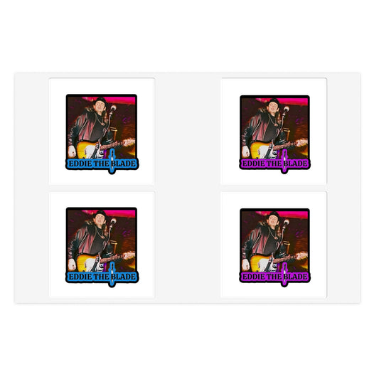 Eddie the blade black Sticker Sheets w/photo/blue & purple logo