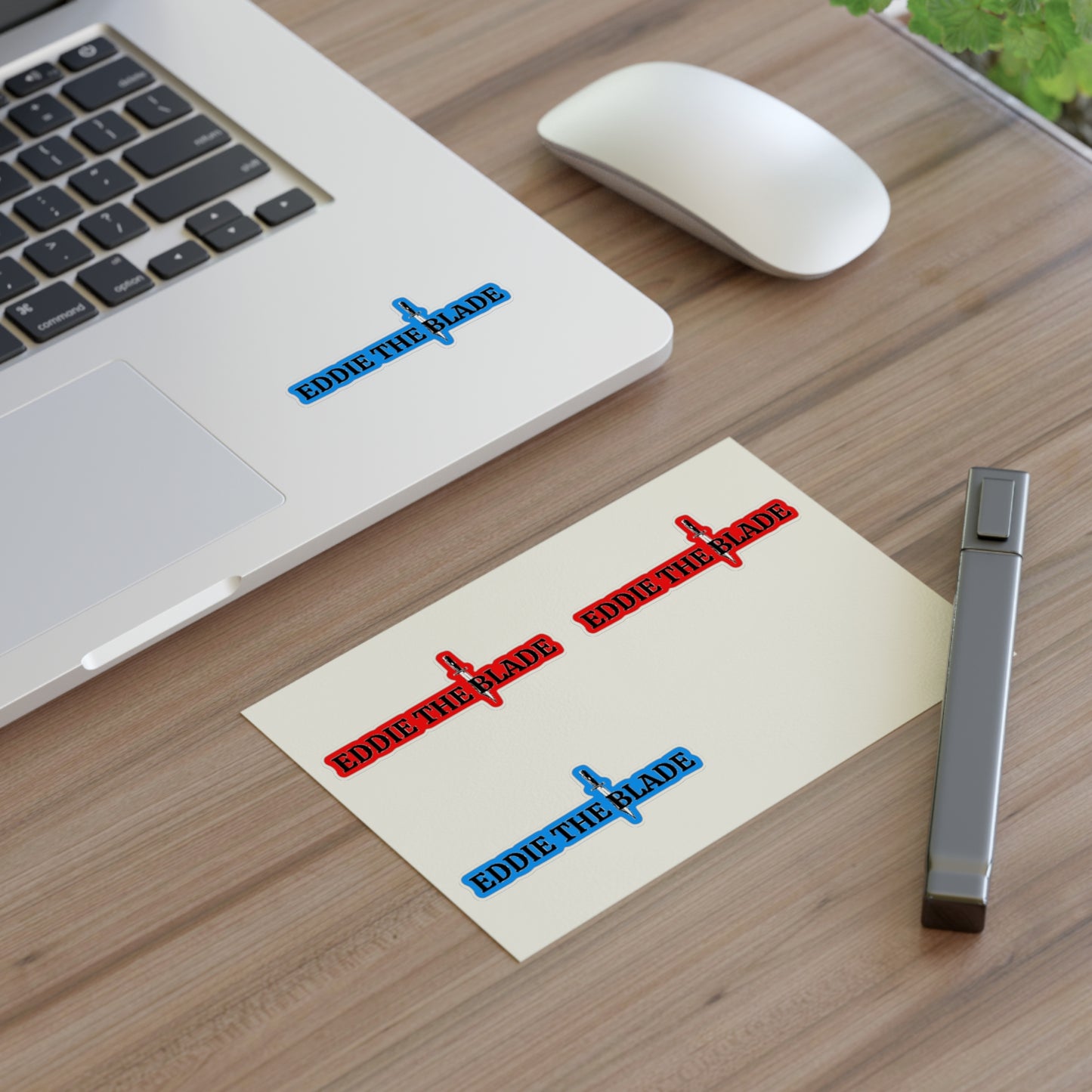 Eddie the blade Red/blue logo Stickers