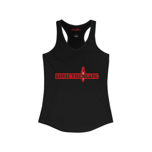 Eddie the blade black ladys Tank top w/red logo