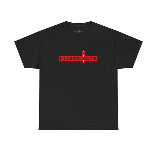 Eddie the blade black lady's t-shirt w/red logo