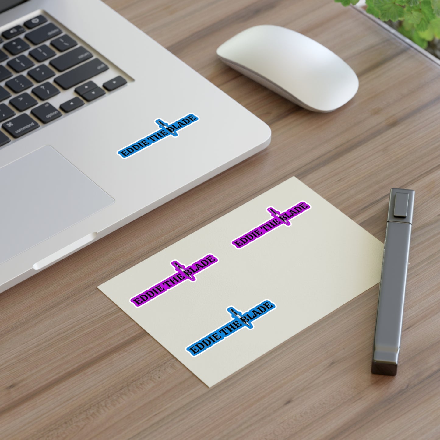 Eddie the blade logo Stickers purple/blue