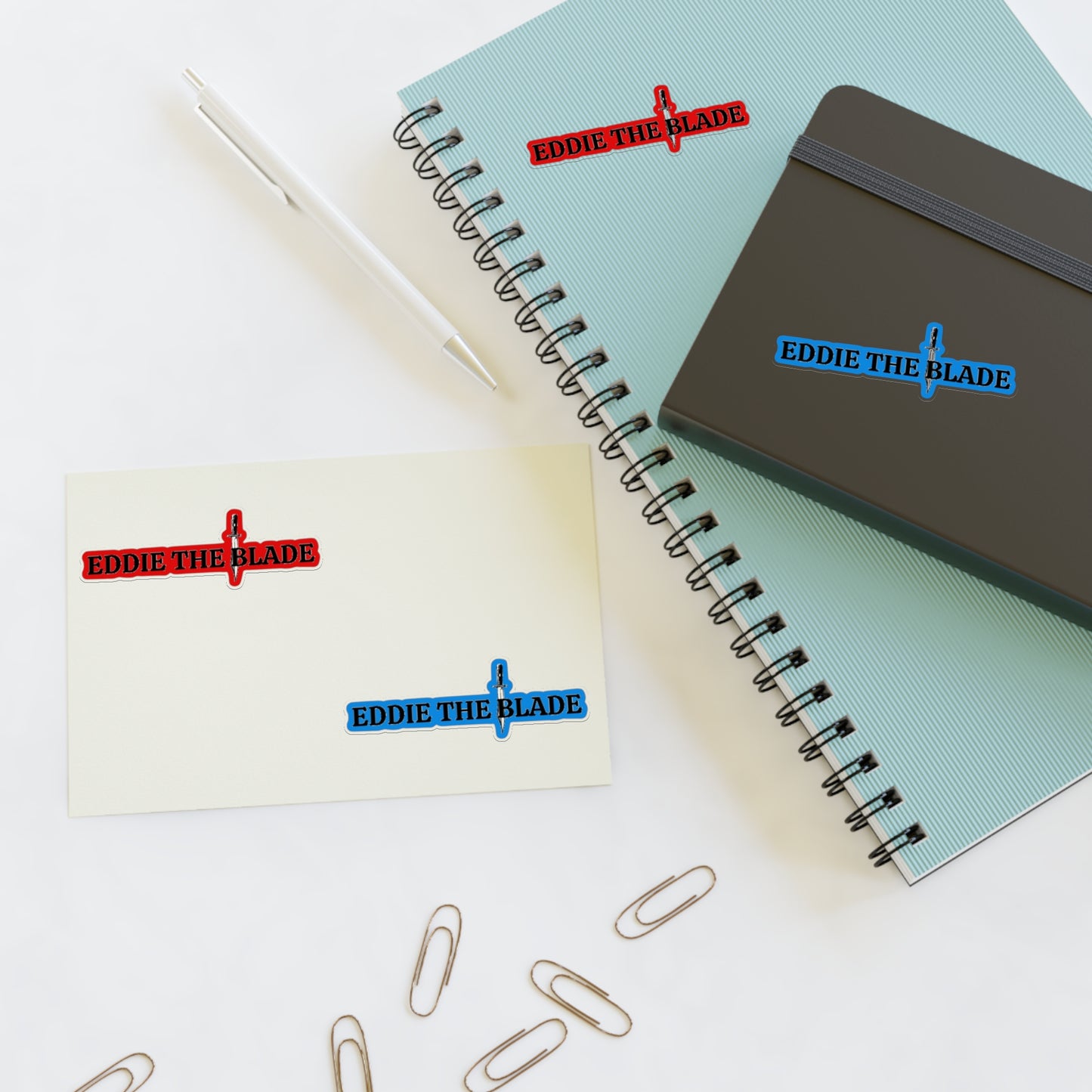 Eddie the blade Red/blue logo Stickers