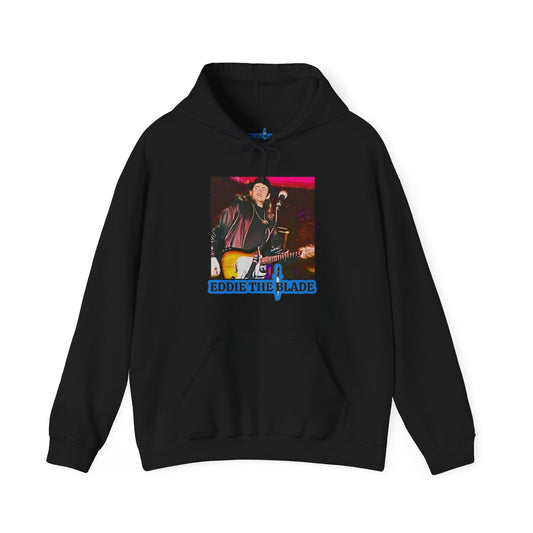 Eddie the blade black hoodie w/photo/blue logo
