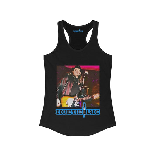 Eddie the blade black lady's Tank top w/photo/blue logo