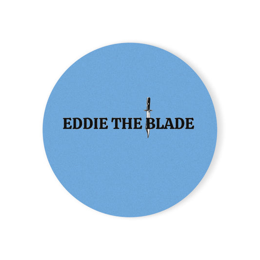 Eddie the blade round drinking Coaster (blue)