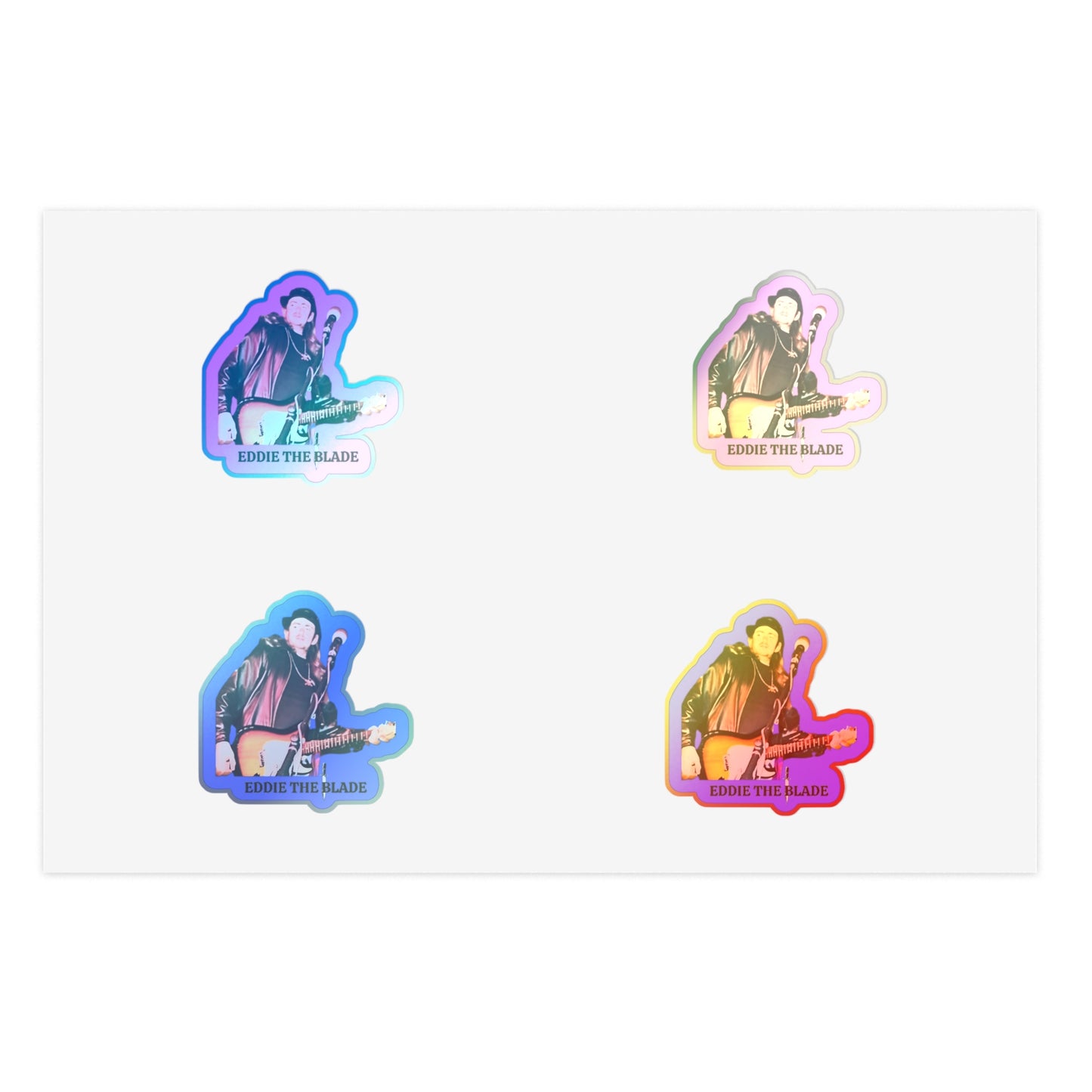 Eddie the blade Stickers w/photo logo purple/blue
