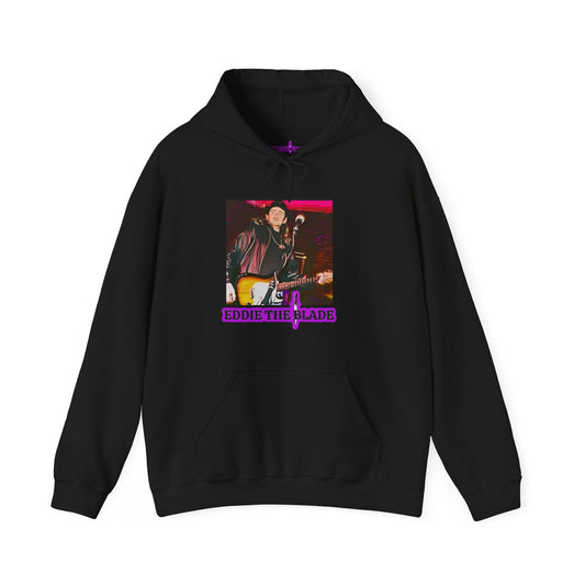 Eddie the blade black hoodie w/photo/purple logo