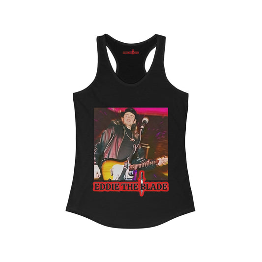 Eddie the blade black lady's Tank top w/photo/ red logo