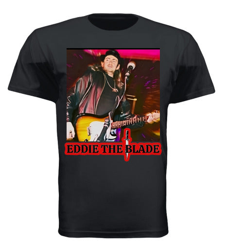 Eddie the blade black T-shirt w/photo/red logo