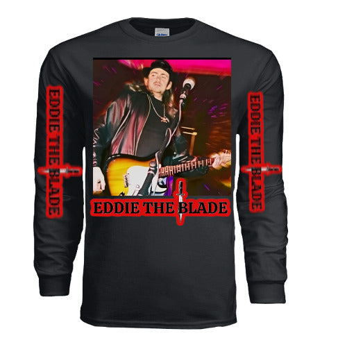 Eddie the blade black long sleeve shirt w/photo/red logo