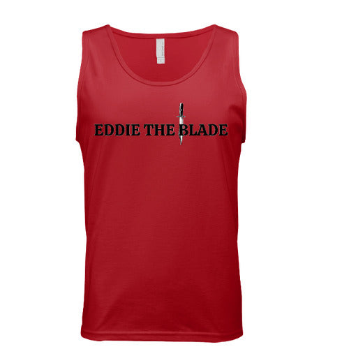 Eddie the blade red tank top w/logo