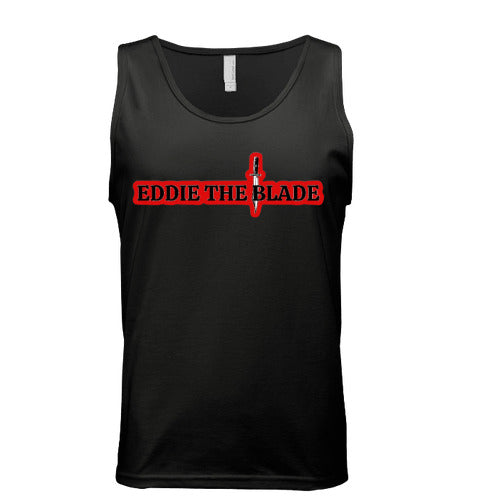 Eddie the blade black tank top w/red logo