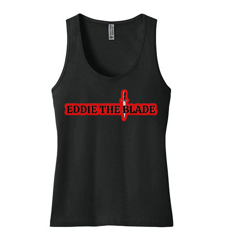 Eddie the blade black lady's tank tops w/red logo