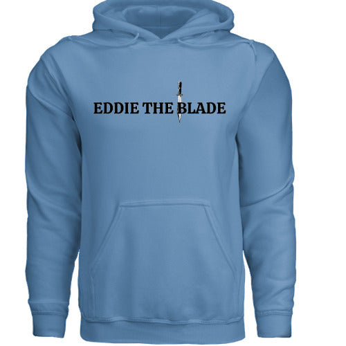 Eddie the blade blue hoodie with logo