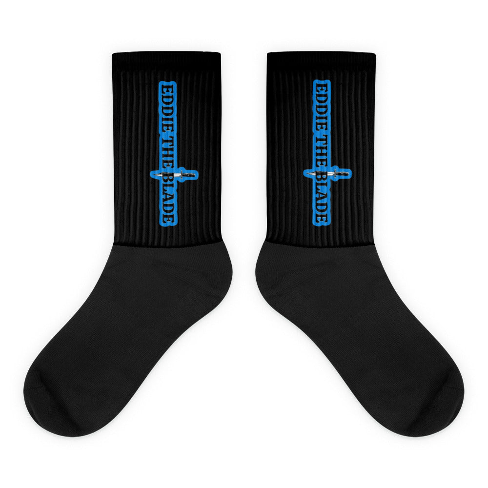 Eddie the blade black Socks w/blue logo
