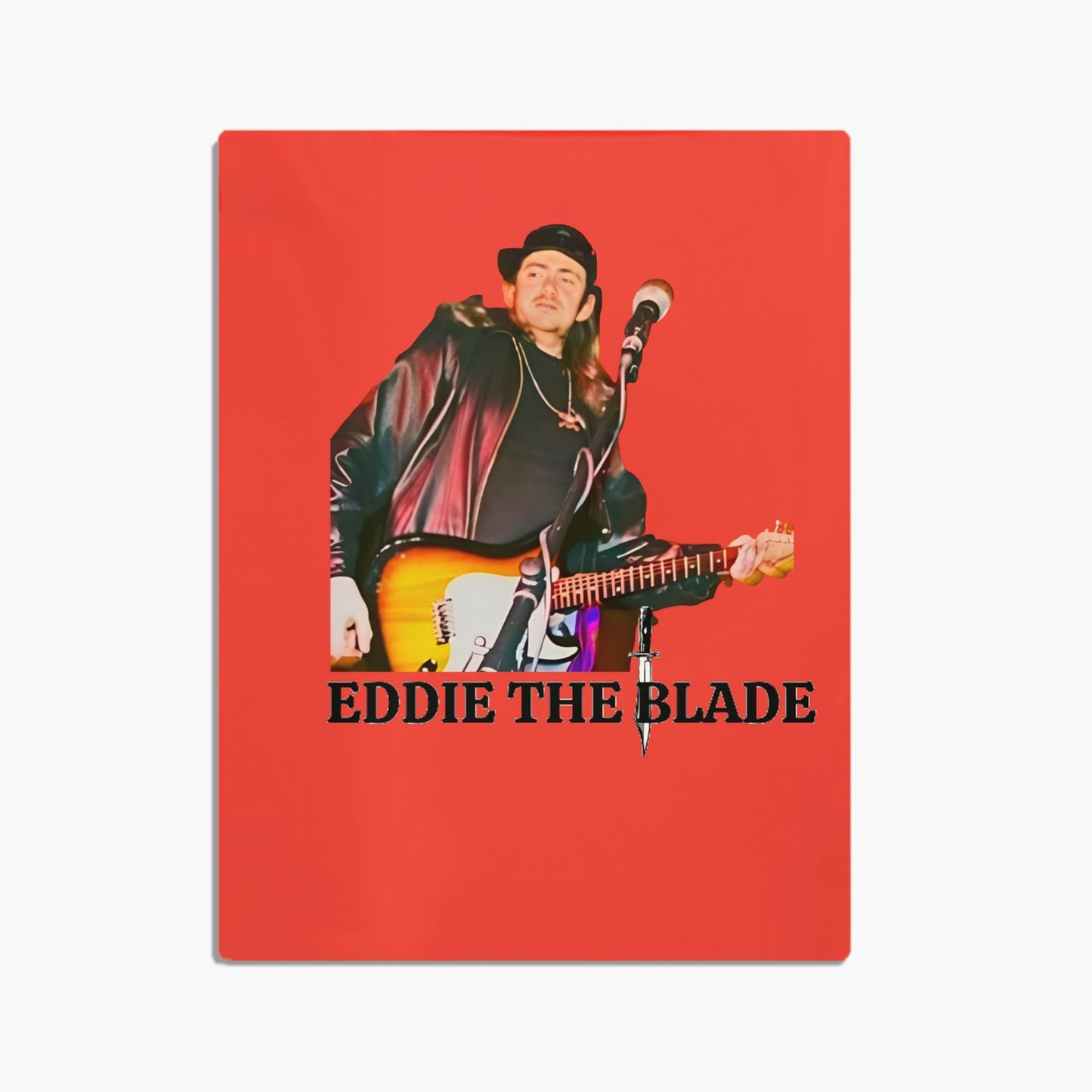 Eddie the blade red throw blanket w/photo logo