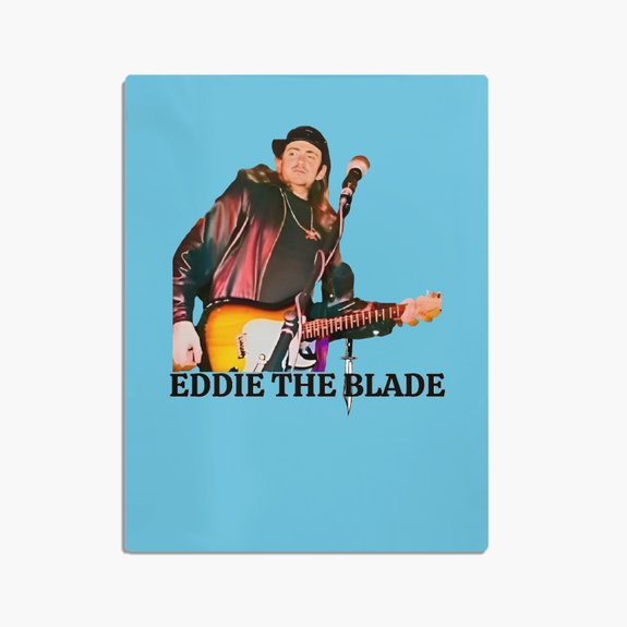 Eddie the blade blue throw blanket w/photo/logo